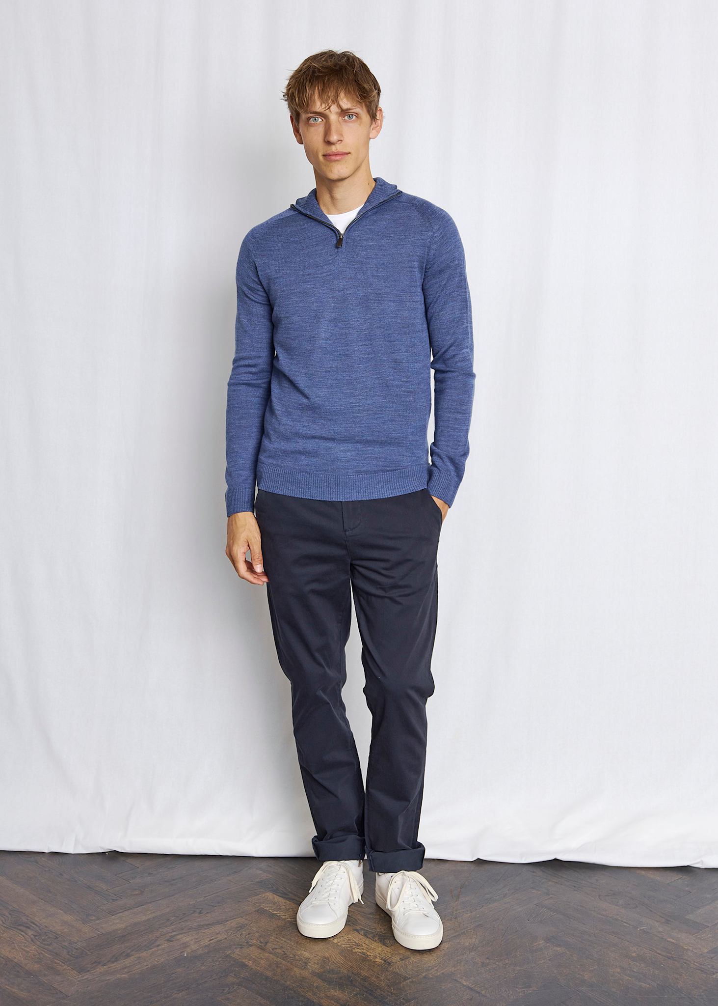 BS Pelle Regular Fit Stickat - Ocean