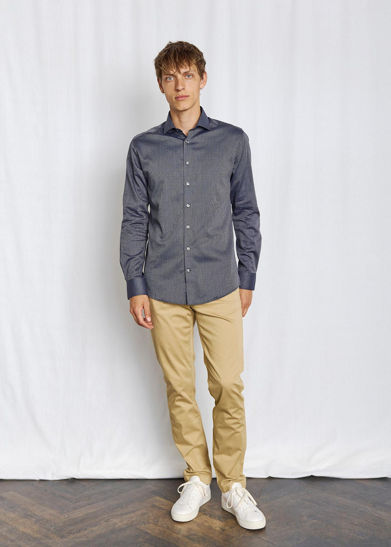 BS Gray Slim Fit Skjorte - Navy