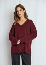 BS Lina Regular Fit Strik - Bordeaux