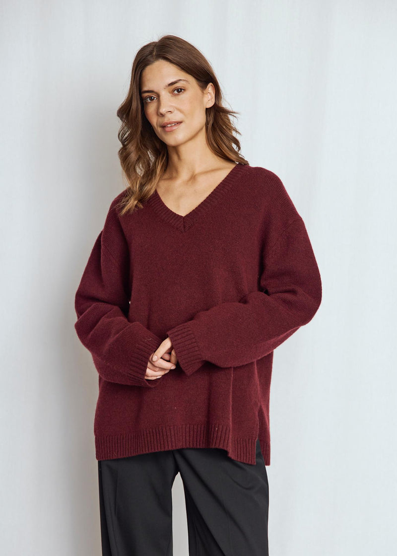 BS Lina Regular Fit Strik - Bordeaux