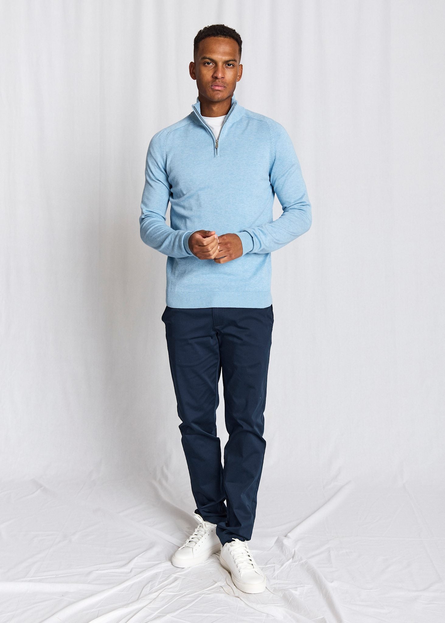 BS Ilario Regular Fit Stickat - Light Blue