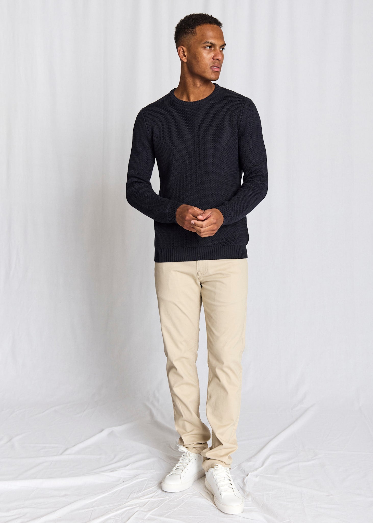 BS Raffaele Regular Fit Stickat - Navy