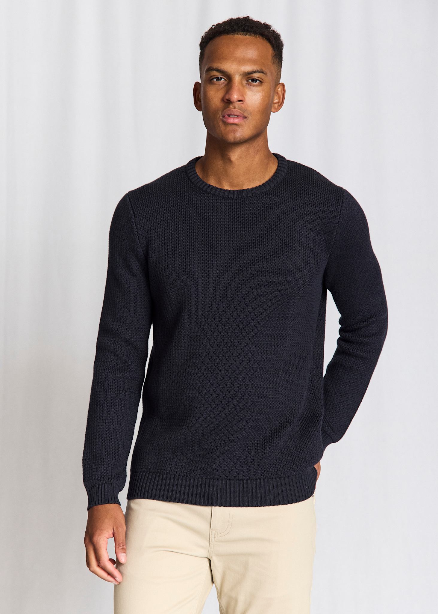 BS Raffaele Regular Fit Stickat - Navy