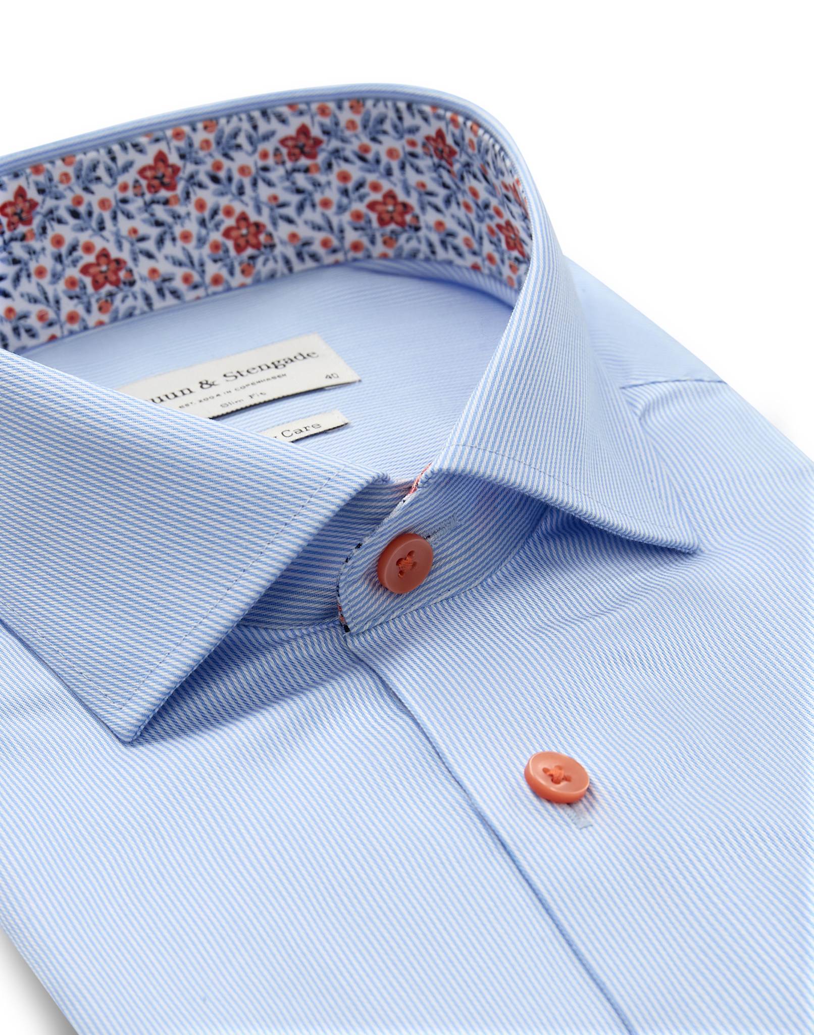 BS Wael Slim Fit Skjorte - Light Blue/White