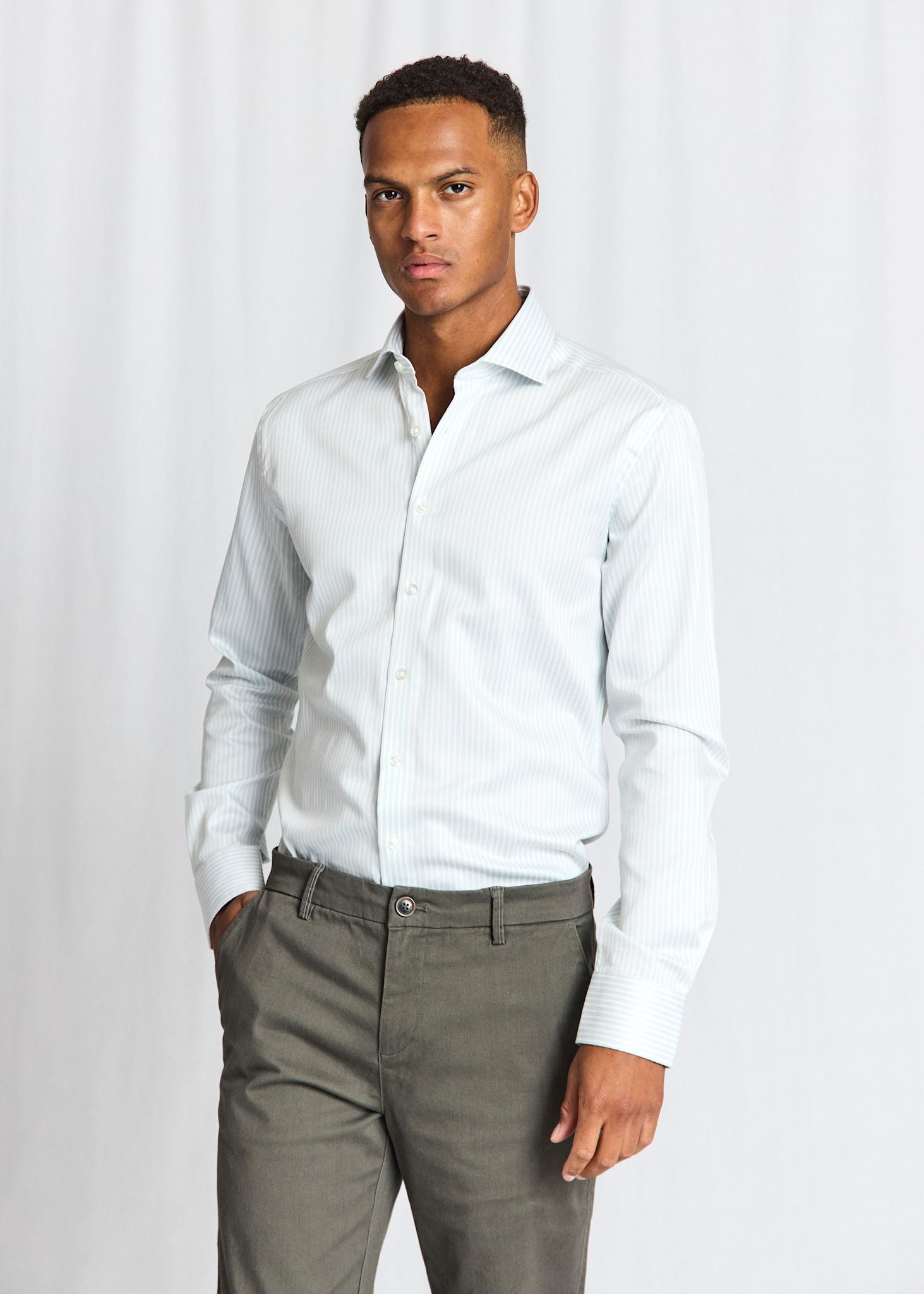 BS Fredric Modern Fit Skjorte - Light Green/White