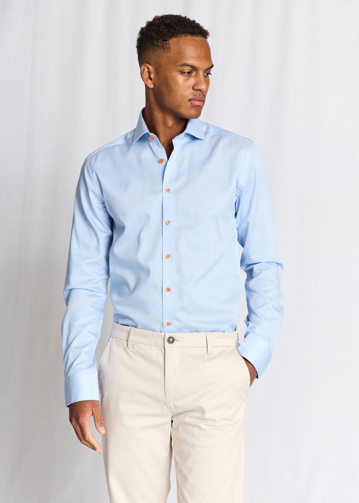 BS Mollgaard Modern Fit Skjorte - Light Blue/White