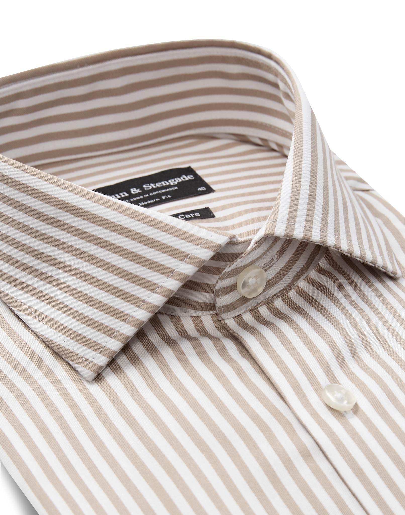 BS Santos Modern Fit Skjorte - Sand/White