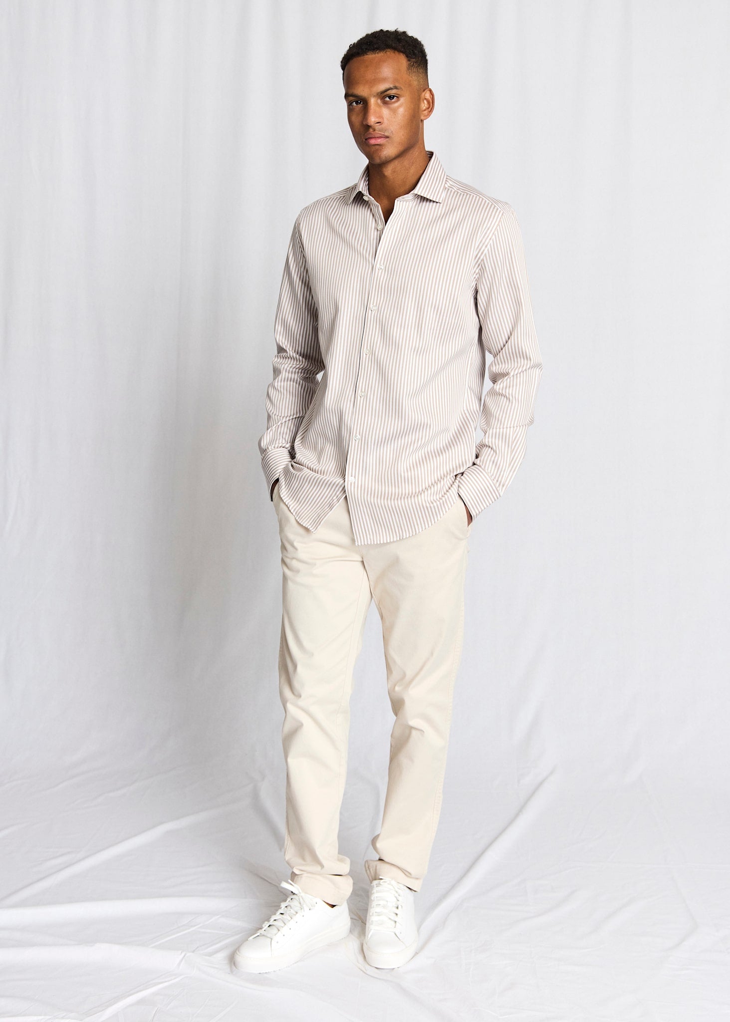 BS Santos Modern Fit Skjorte - Sand/White