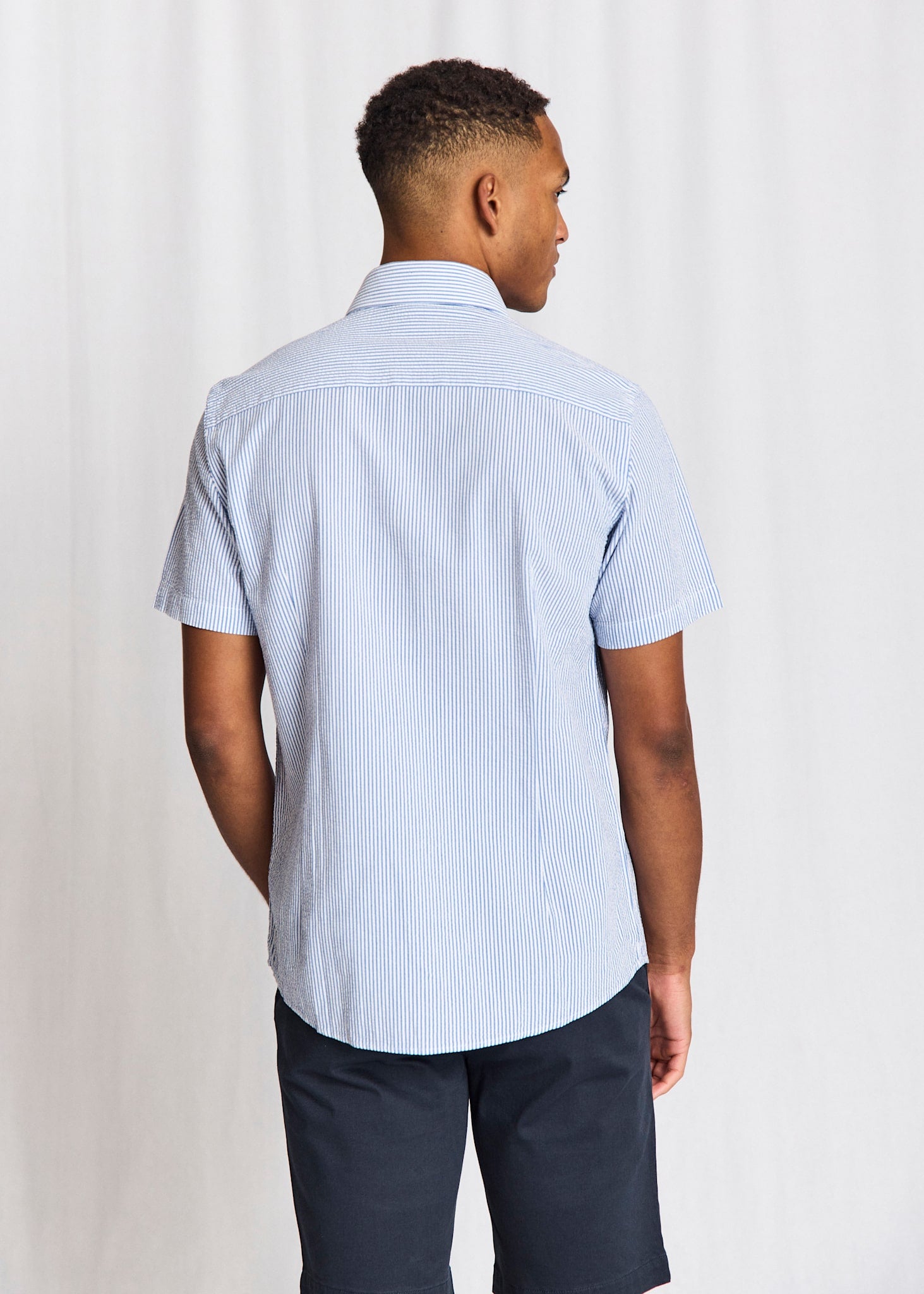 BS Keita Casual Modern Fit Skjorta - Light Blue/White