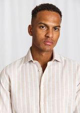 BS Burgos Casual Modern Fit Skjorte - Sand/White