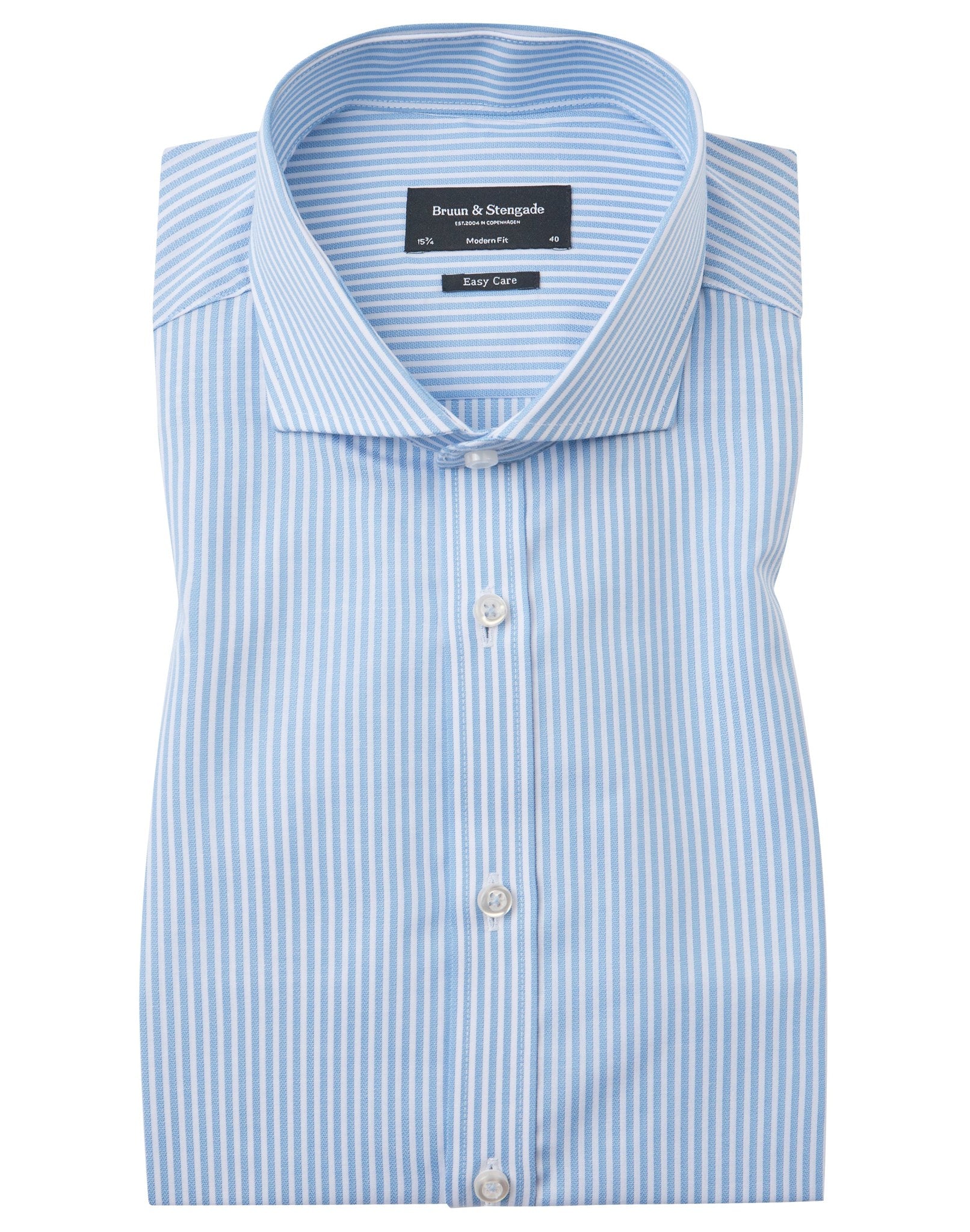 BS Bruno Modern Fit Skjorte - Light Blue/White