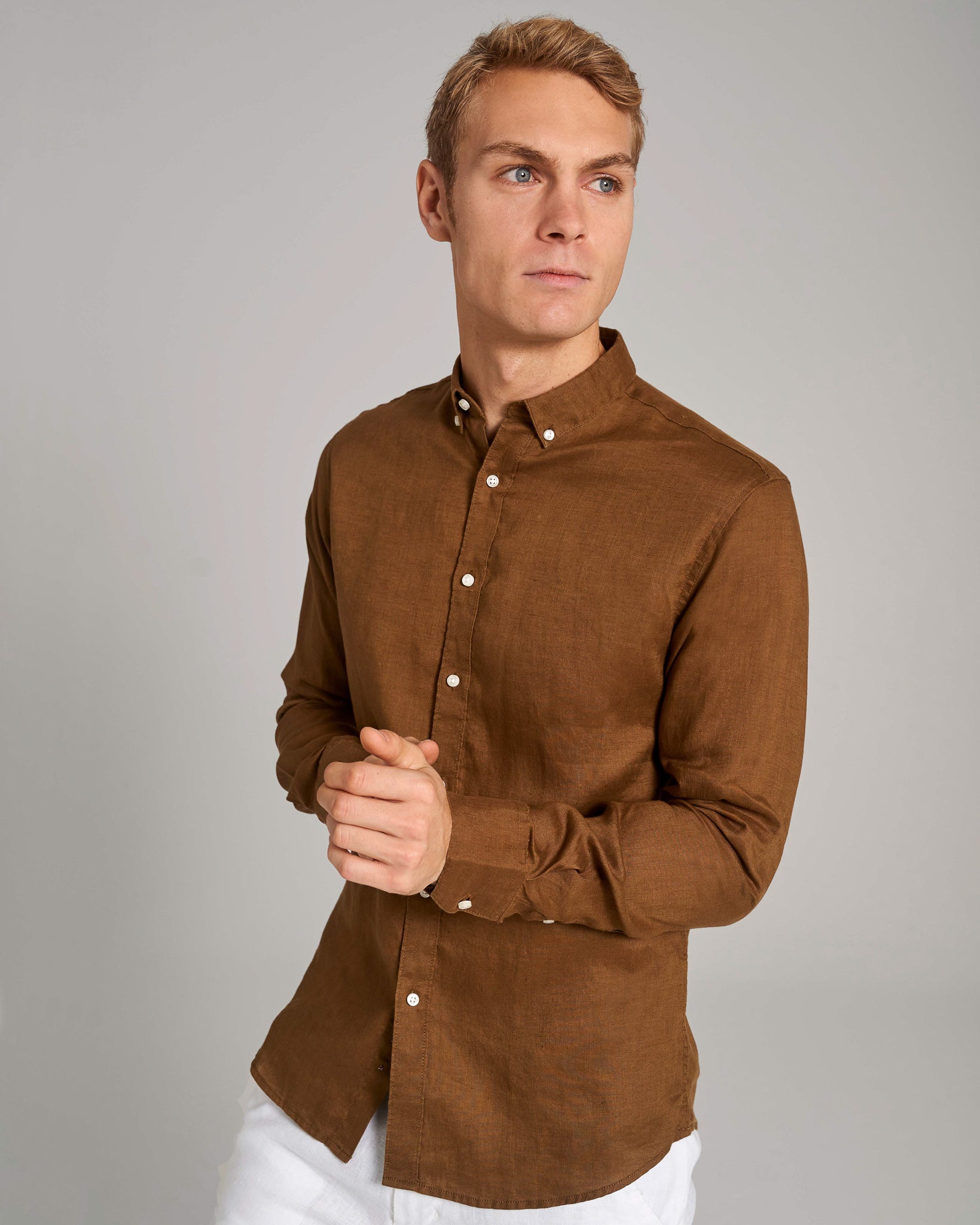 BS Carlos Fritidsskjorta Modern Fit - Ockra