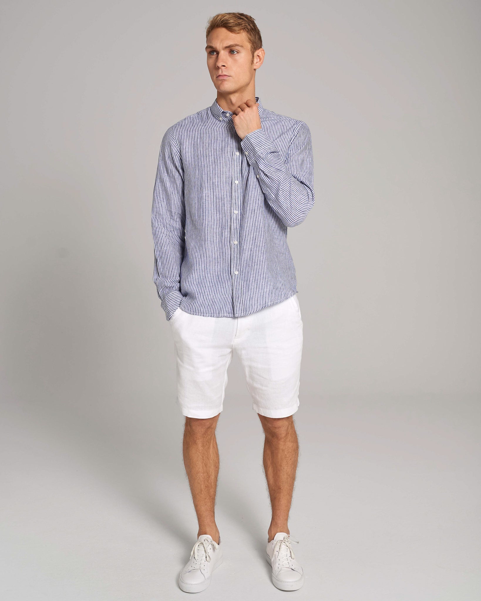 BS Valtteri Casual Modern Fit Skjorte - Navy/White