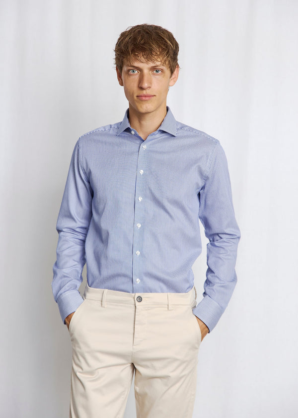 BS Yordan Modern Fit Skjorte - Dark Blue/White