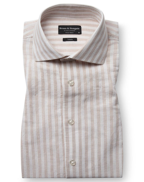 BS O'Sullivan Casual Modern Fit Skjorte - Sand/White