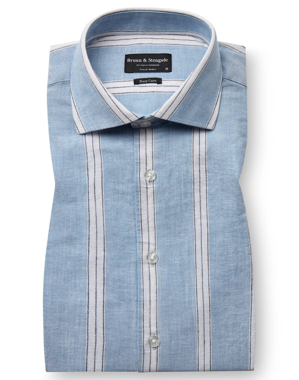 BS Correa Casual Modern Fit Skjorte - Light Blue/White