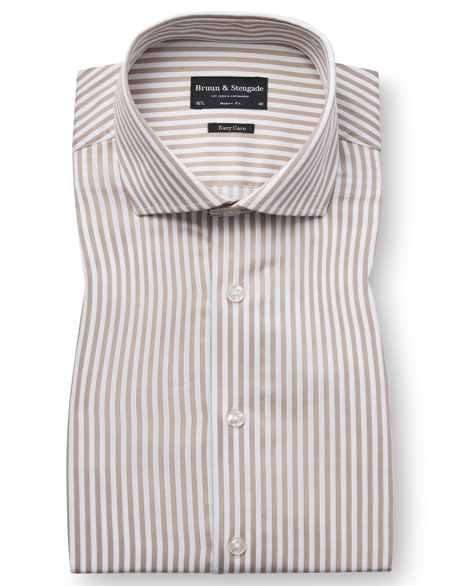 BS Santos Modern Fit Skjorte - Sand/White