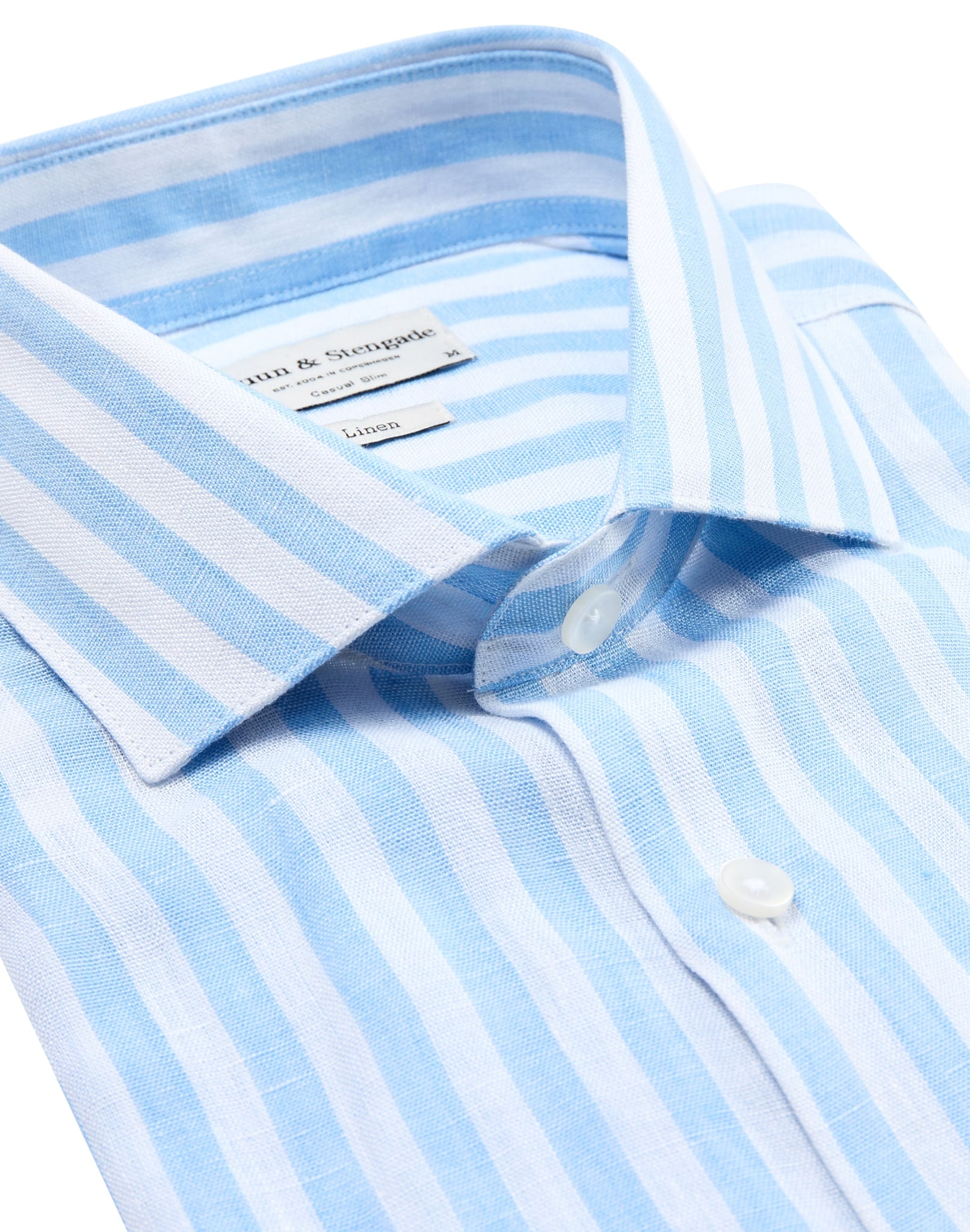 BS Valencia Casual Slim Fit Skjorta - Ljusblå/Vit