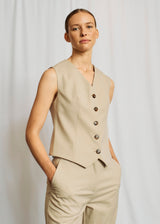 BS Decima Slim Fit Vest - Sand