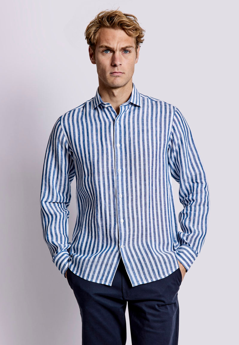 BS Barcelona Casual Modern Fit Skjorte - Blue/White