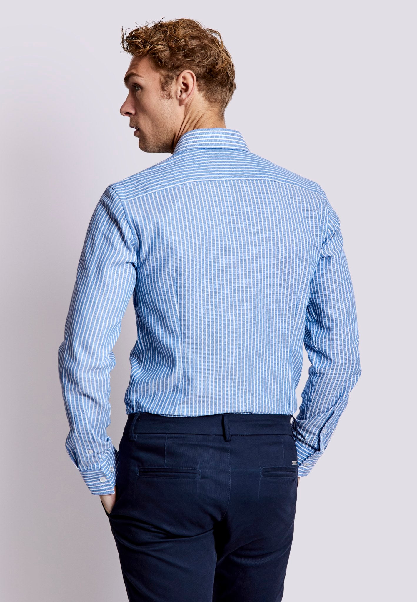 BS Angus Slim Fit Skjorte - Blue/White