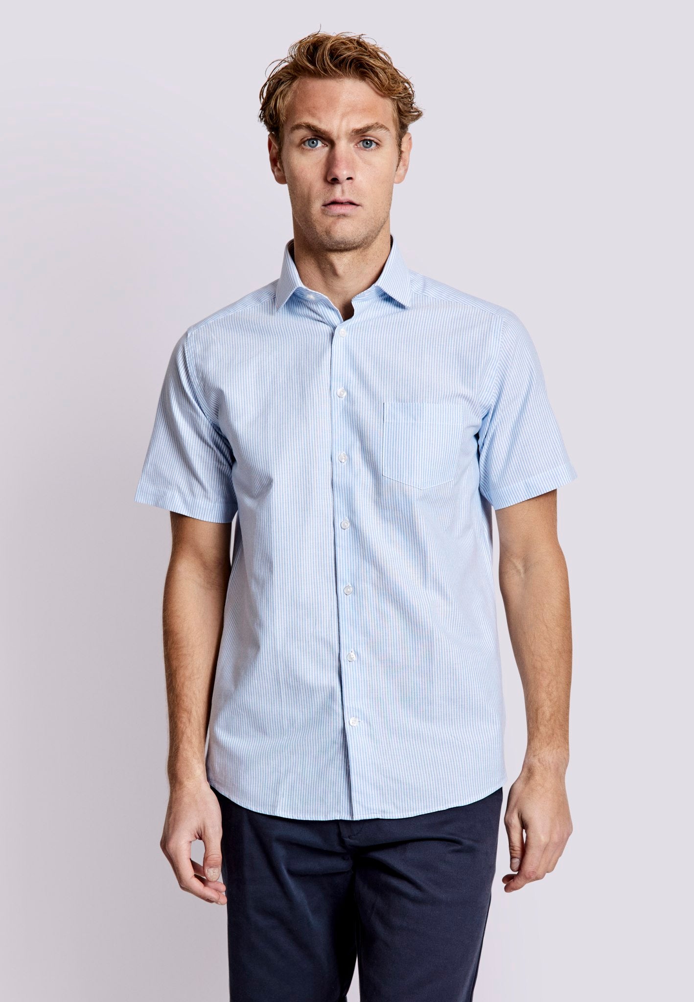 BS Jarette Modern Fit Shirt - Light Blue/White