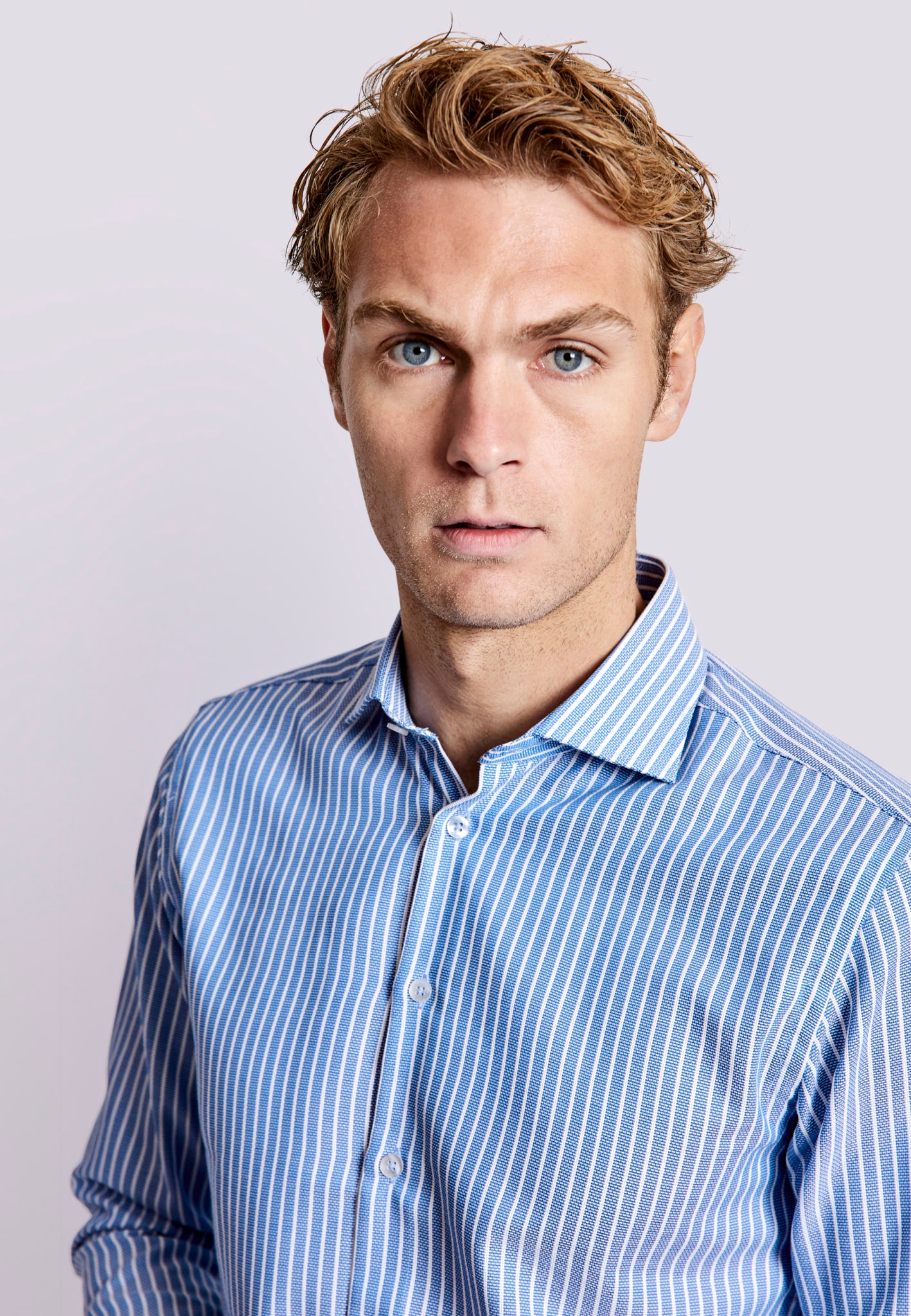 BS Angus Slim Fit Skjorte - Blue/White