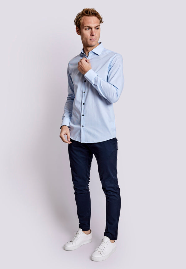 BS Dane Slim Fit Skjorte - Light Blue/White