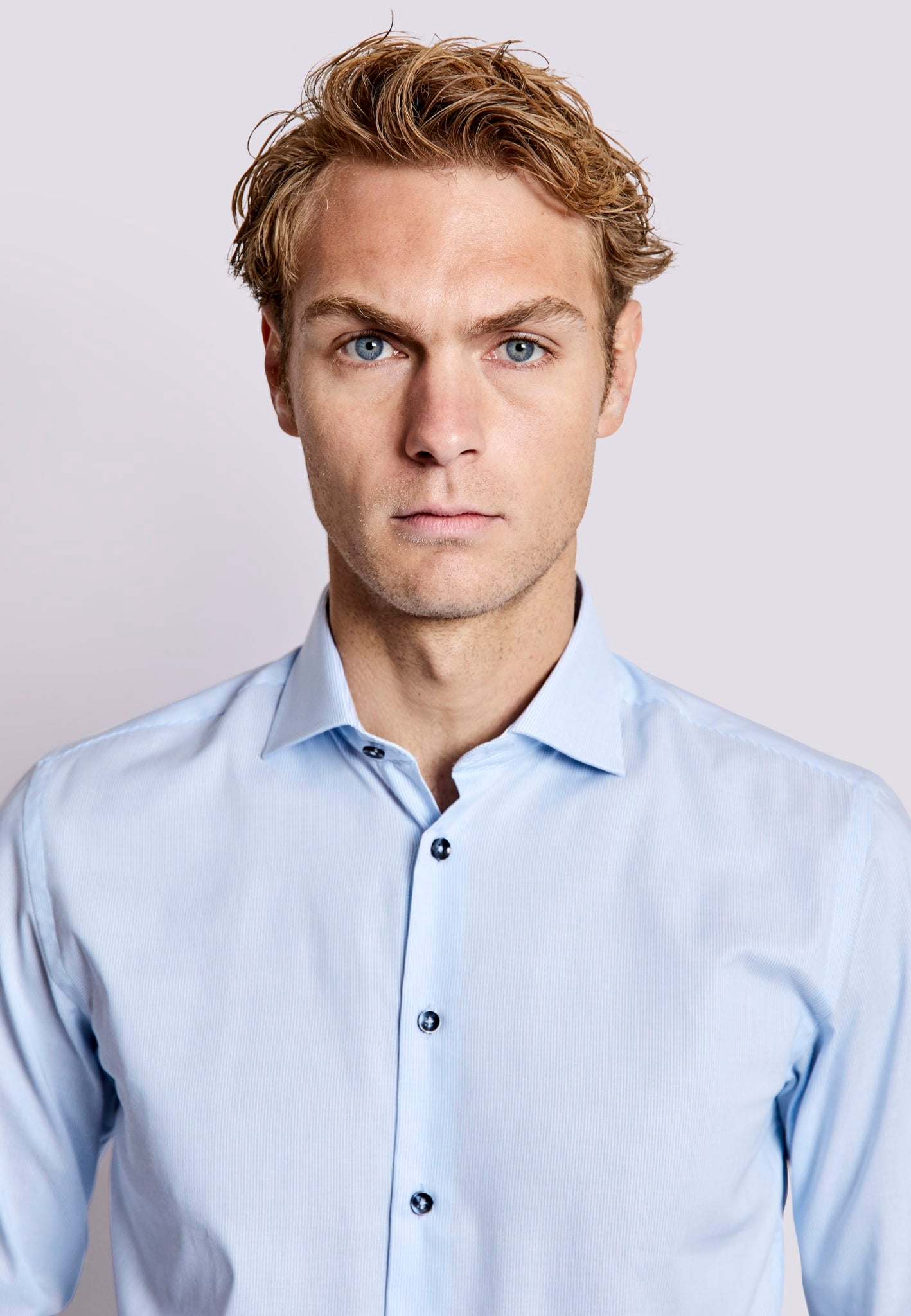 BS Dane Slim Fit Skjorte - Light Blue/White