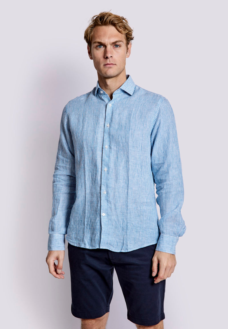 BS Malaga Casual Modern Fit Skjorte - Blue/White