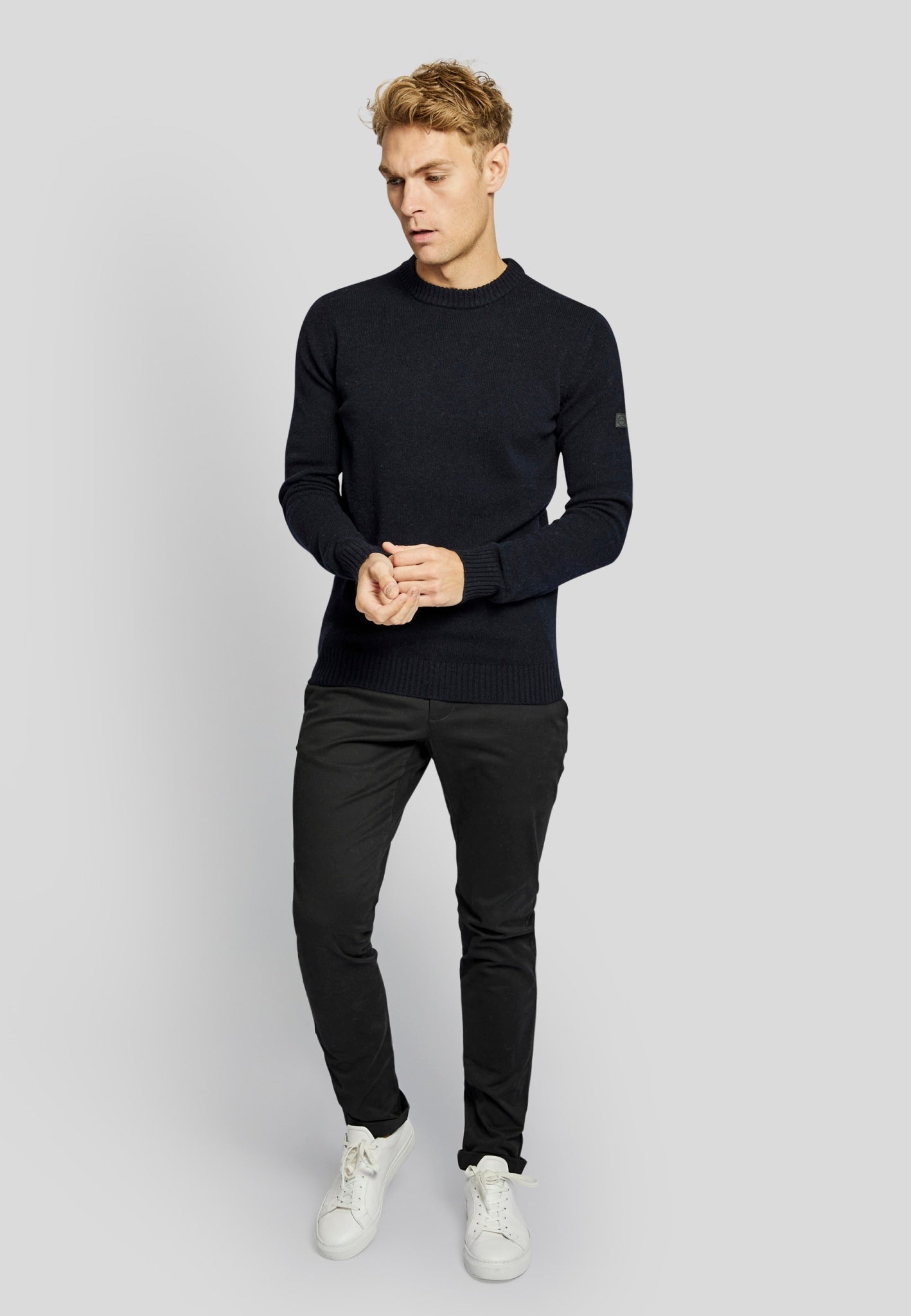 BS Hugo regular fit Stickad tröja - Marinblå