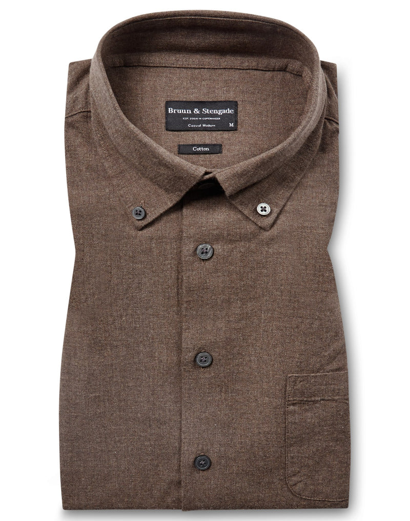 BS Cotton Casual Modern Fit Skjorte - Brown