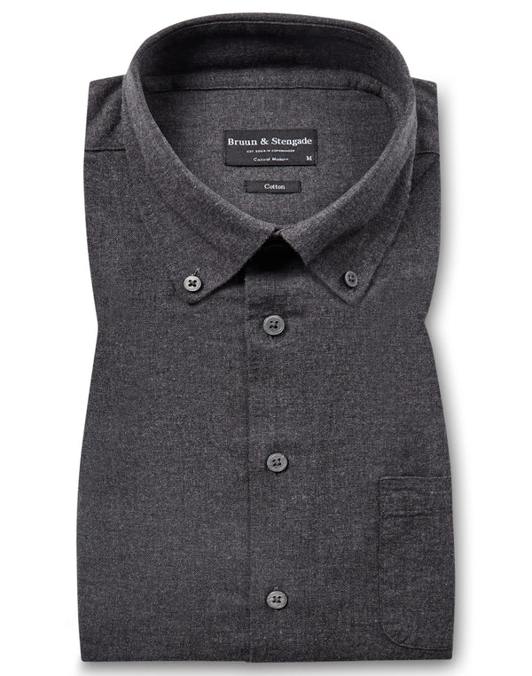 BS Cotton Casual Modern Fit Skjorte - Charcoal