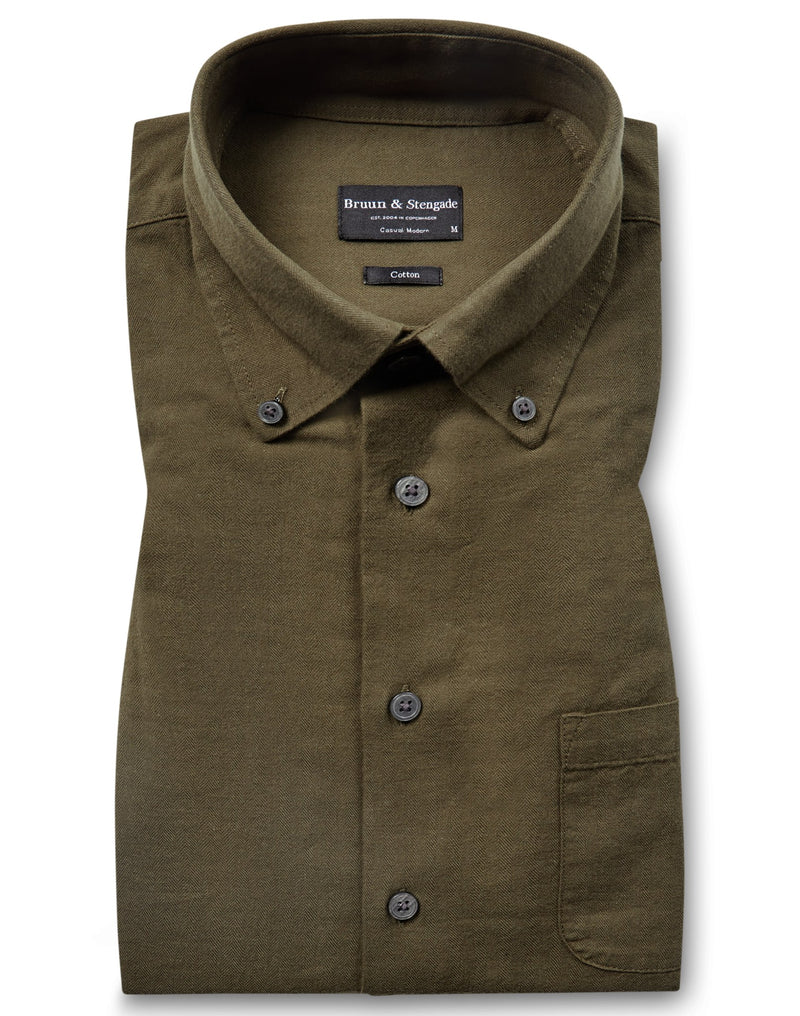 BS Cotton Casual Modern Fit Skjorte - Green