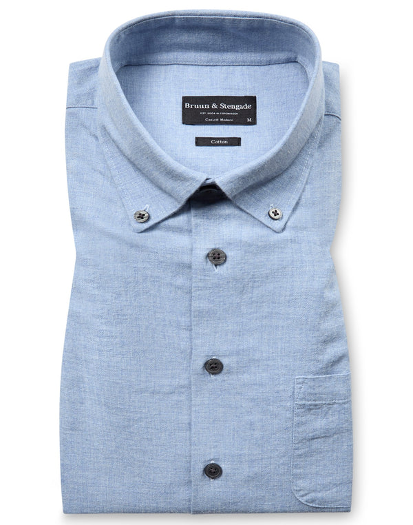 BS Cotton Casual Modern Fit Skjorte - Light Blue