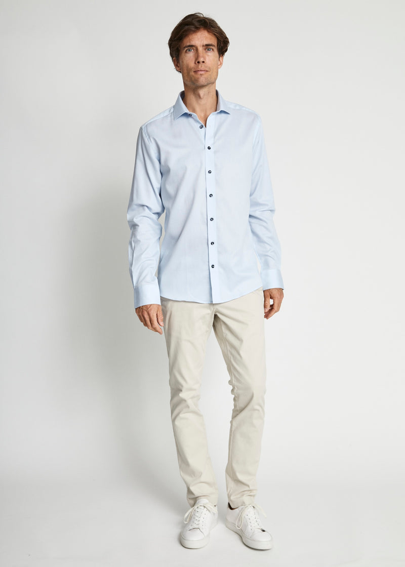 BS Woodson Slim Fit Skjorte - Light Blue/White