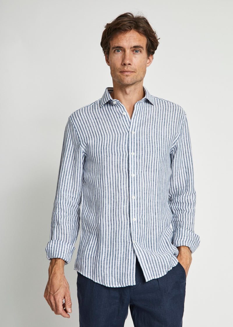 BS Sydney Casual Slim Fit Skjorte - Blue/White