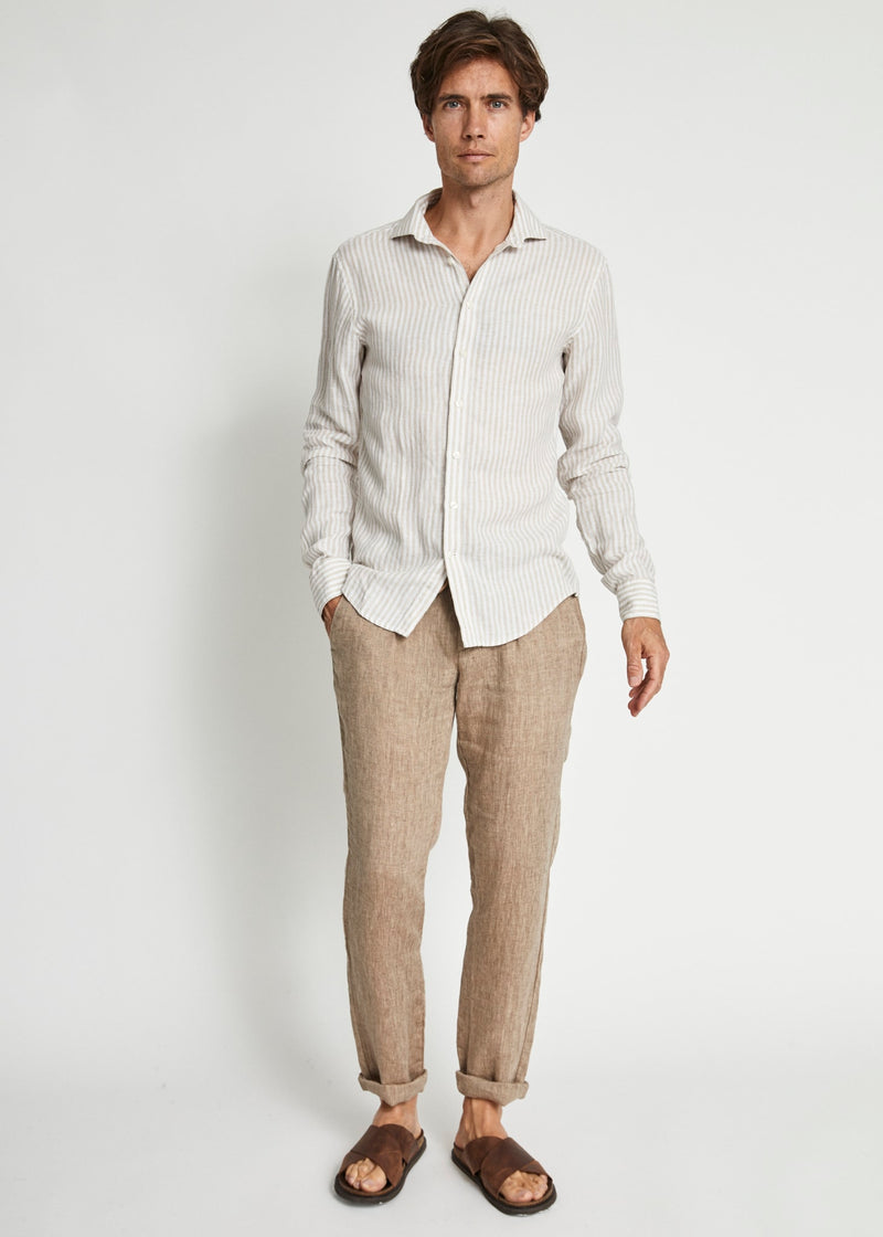 BS Sydney Casual Slim Fit Skjorte - Sand/White