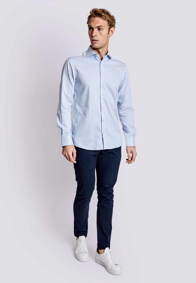BS Cannavaro Modern Fit Skjorte - Light Blue/White